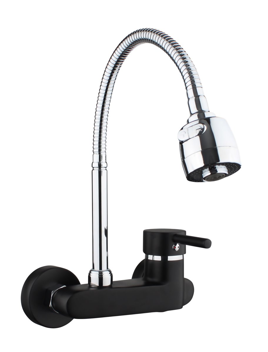 Küchenarmatur schwarz Wandarmatur Brause Gastro Theke Ausgussbecken